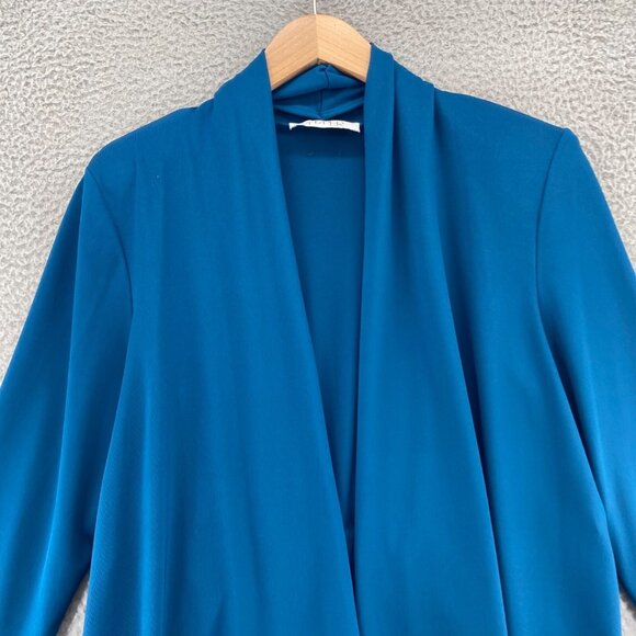 Kasper Jacket Womens L Blue Open Front 3/4 Sleeves Stretch Knit Everyday Casual - Picture 2 of 11
